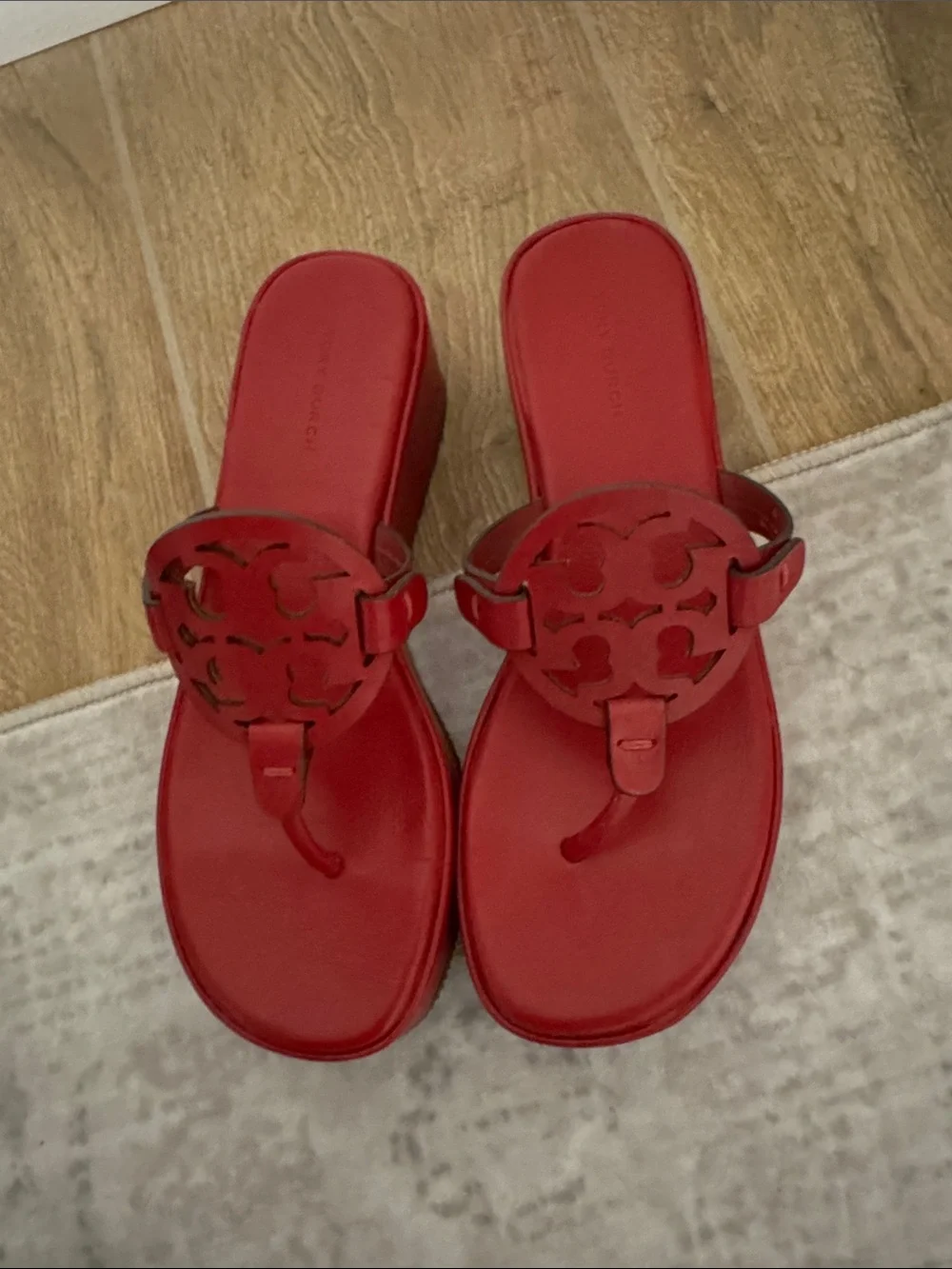 Tory Burch Red Logo Thong Sandals